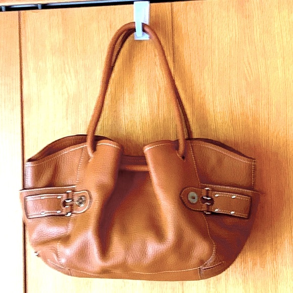 Cole Haan Handbags - Cole Haan studded stitched designer camel tan leather hobo bag satchel purse EUC